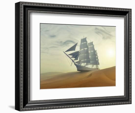 Sailing Ship In Desert-Mike_Kiev-Framed Art Print