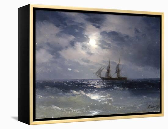 Sailing ship in the moonlight on a calm sea, 1874-Ivan Konstantinovich Aivazovsky-Framed Premier Image Canvas