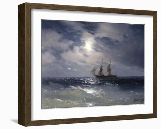 Sailing ship in the moonlight on a calm sea, 1874-Ivan Konstantinovich Aivazovsky-Framed Giclee Print