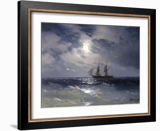 Sailing ship in the moonlight on a calm sea, 1874-Ivan Konstantinovich Aivazovsky-Framed Giclee Print