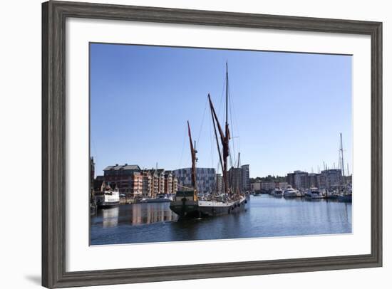 Sailing Ship Leaving the Quayside at Ipswich Marina, Ipswich, Suffolk, England, United Kingdom-Mark Sunderland-Framed Photographic Print