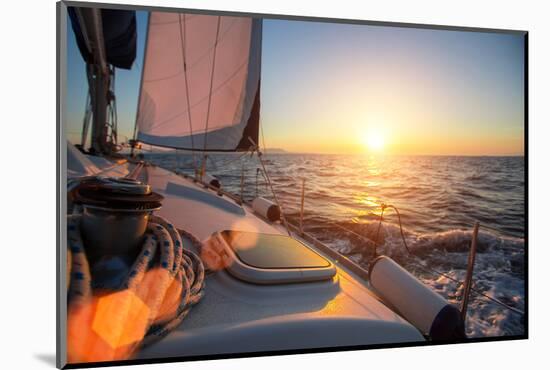 Sailing Ship Luxury Yacht Boat in the Sea during Amazing Sunset.-De Visu-Mounted Photographic Print