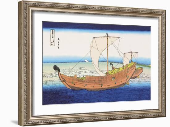 Sailing Ships at Sea-Katsushika Hokusai-Framed Art Print