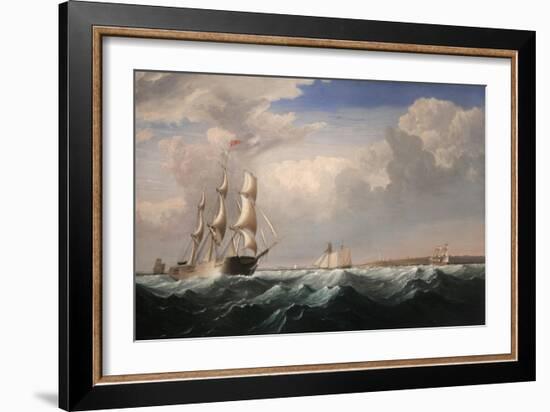 Sailing Ships Off the New England Coast, C.1855-Fitz Henry Lane-Framed Giclee Print