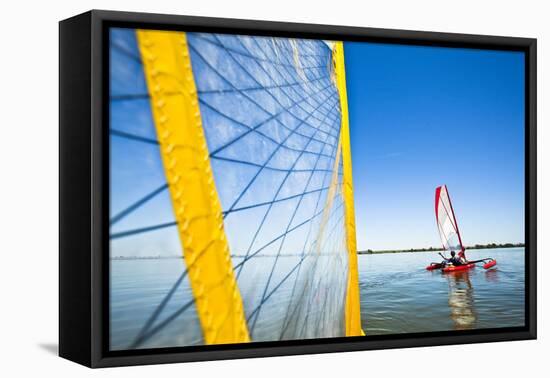 Sailing the Hobie Mirage Adventure Island Kayak Along the Columbia River Near Pasco, Washington-Ben Herndon-Framed Premier Image Canvas