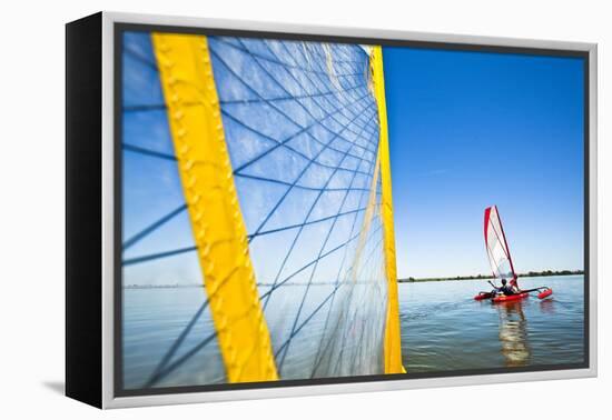 Sailing the Hobie Mirage Adventure Island Kayak Along the Columbia River Near Pasco, Washington-Ben Herndon-Framed Premier Image Canvas