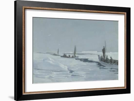 Sailing Towards Elephant Island Through Open Pack Ice, Weddell Sea-George Marston-Framed Giclee Print