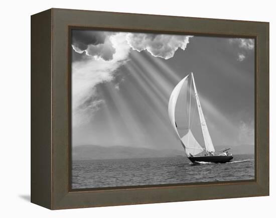 Sailing under sunbeams, L'Anse Bay, Michigan '13-Monte Nagler-Framed Premier Image Canvas