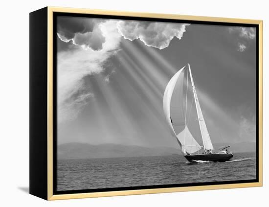 Sailing under sunbeams, L'Anse Bay, Michigan '13-Monte Nagler-Framed Premier Image Canvas