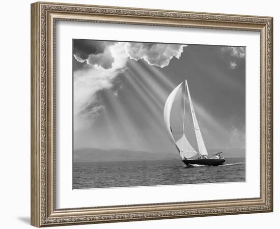 Sailing under sunbeams, L'Anse Bay, Michigan '13-Monte Nagler-Framed Photographic Print