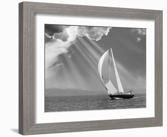 Sailing under sunbeams, L'Anse Bay, Michigan '13-Monte Nagler-Framed Photographic Print