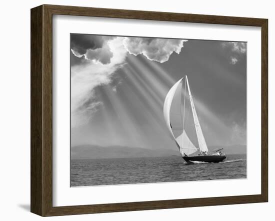 Sailing under sunbeams, L'Anse Bay, Michigan '13-Monte Nagler-Framed Photographic Print