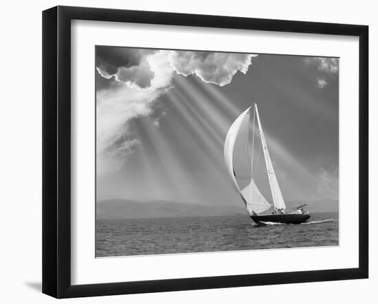 Sailing under sunbeams, L'Anse Bay, Michigan '13-Monte Nagler-Framed Photographic Print