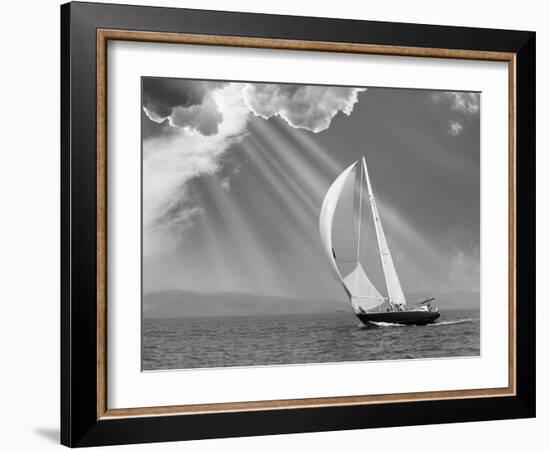 Sailing under sunbeams, L'Anse Bay, Michigan '13-Monte Nagler-Framed Photographic Print