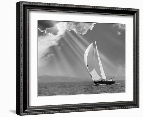 Sailing under sunbeams, L'Anse Bay, Michigan '13-Monte Nagler-Framed Photographic Print