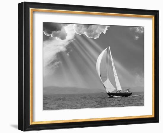 Sailing under sunbeams, L'Anse Bay, Michigan '13-Monte Nagler-Framed Photographic Print