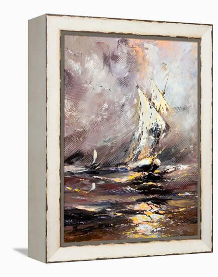 Sailing Vessel In A Stormy Sea-balaikin2009-Framed Stretched Canvas