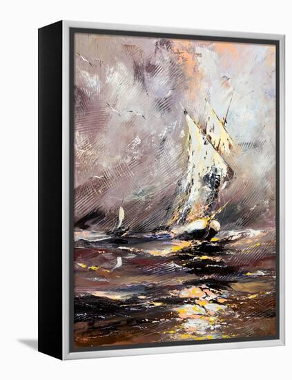 Sailing Vessel In A Stormy Sea-balaikin2009-Framed Stretched Canvas