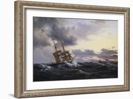 Sailing Vessels in a Stormy Sea, 1879-Wilhelm Melbye-Framed Giclee Print