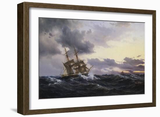 Sailing Vessels in a Stormy Sea, 1879-Wilhelm Melbye-Framed Giclee Print