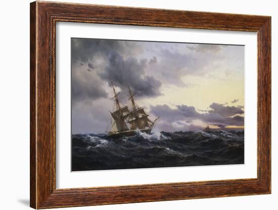 Sailing Vessels in a Stormy Sea, 1879-Wilhelm Melbye-Framed Giclee Print