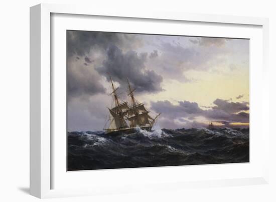 Sailing Vessels in a Stormy Sea, 1879-Wilhelm Melbye-Framed Giclee Print