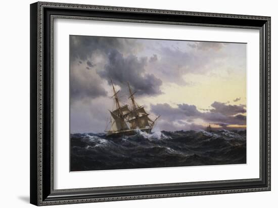 Sailing Vessels in a Stormy Sea, 1879-Wilhelm Melbye-Framed Giclee Print
