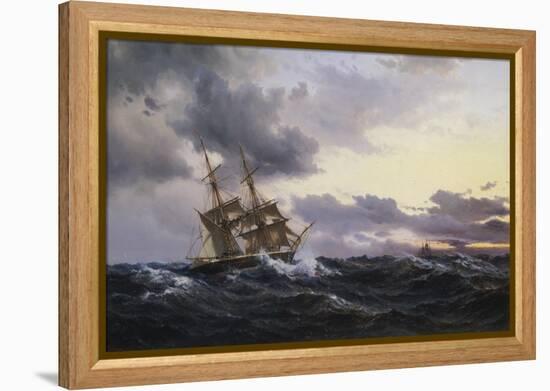 Sailing Vessels in a Stormy Sea, 1879-Wilhelm Melbye-Framed Premier Image Canvas