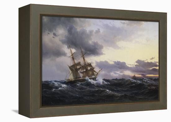 Sailing Vessels in a Stormy Sea, 1879-Wilhelm Melbye-Framed Premier Image Canvas