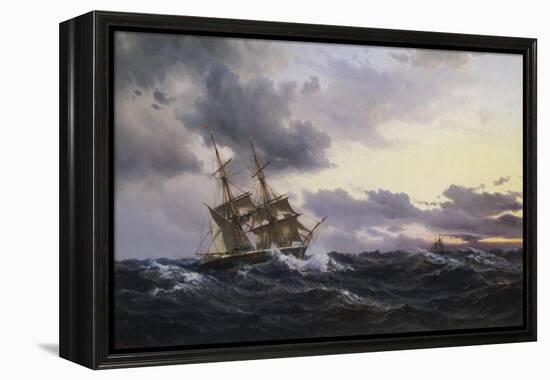 Sailing Vessels in a Stormy Sea, 1879-Wilhelm Melbye-Framed Premier Image Canvas