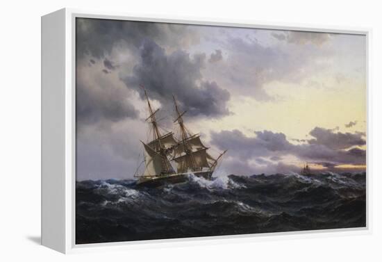 Sailing Vessels in a Stormy Sea, 1879-Wilhelm Melbye-Framed Premier Image Canvas