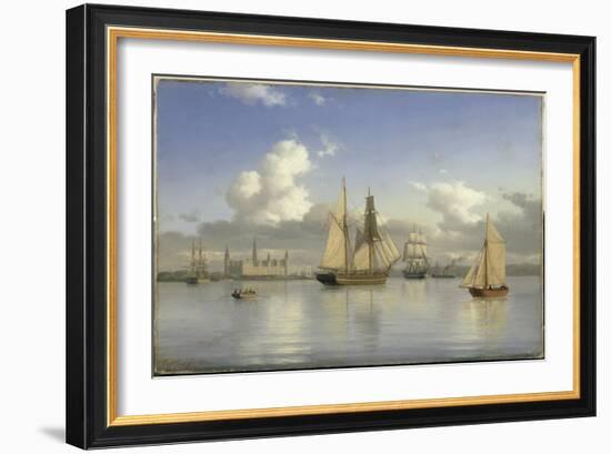 Sailing Vessels off Kronborg Castle, Sweden, 1880-Carl Emil Baagoe-Framed Giclee Print