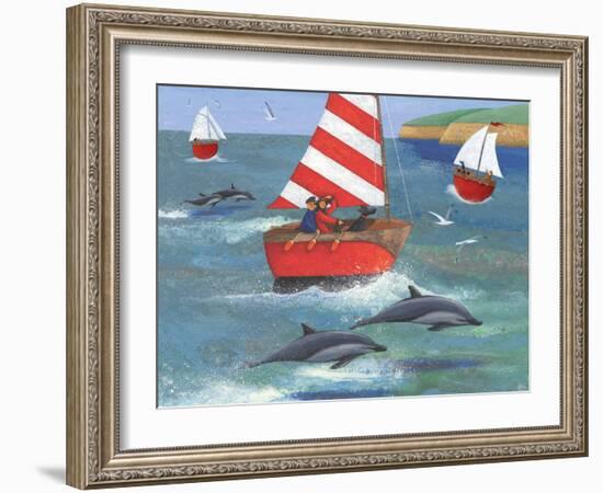 Sailing with Dolphins-Peter Adderley-Framed Premium Giclee Print