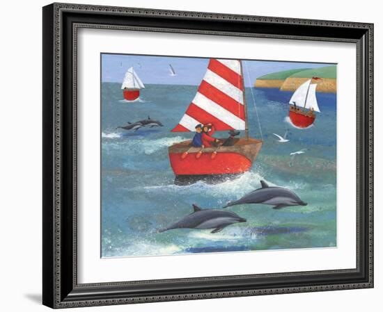 Sailing with Dolphins-Peter Adderley-Framed Premium Giclee Print