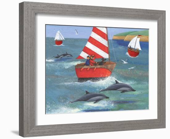 Sailing with Dolphins-Peter Adderley-Framed Art Print