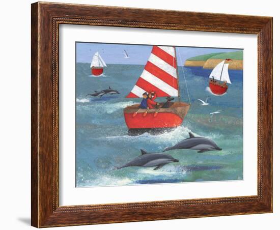 Sailing with Dolphins-Peter Adderley-Framed Art Print