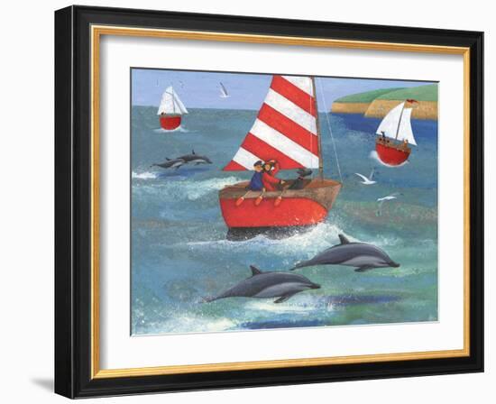 Sailing with Dolphins-Peter Adderley-Framed Art Print