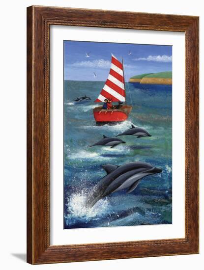 Sailing with Dolphins-Peter Adderley-Framed Premium Giclee Print