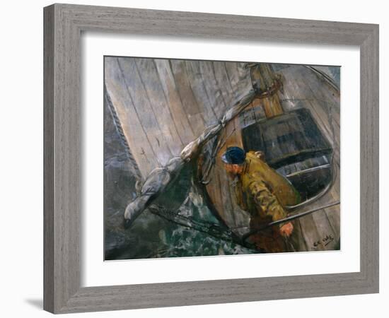 Sailing with reef sails-Christian Krohg-Framed Giclee Print