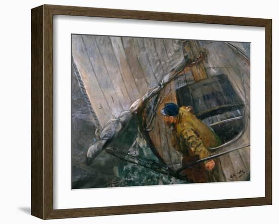 Sailing with reef sails-Christian Krohg-Framed Giclee Print