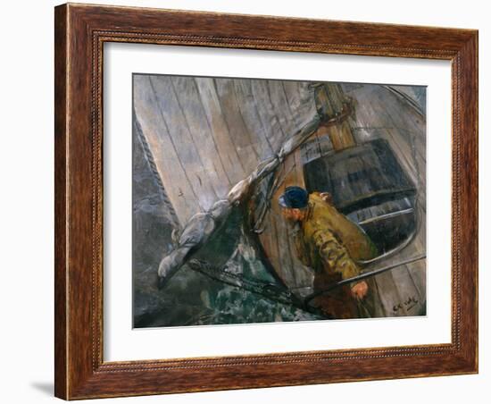 Sailing with reef sails-Christian Krohg-Framed Giclee Print