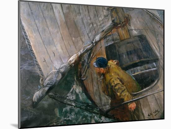 Sailing with reef sails-Christian Krohg-Mounted Giclee Print