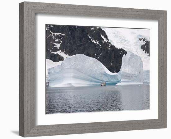 Sailing Yacht and Iceberg, Errera Channel, Antarctic Peninsula, Antarctica, Polar Regions-Robert Harding-Framed Photographic Print