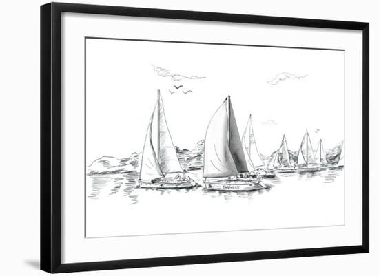 Sailing Yachts and Boat Illustration-ZoomTeam-Framed Art Print