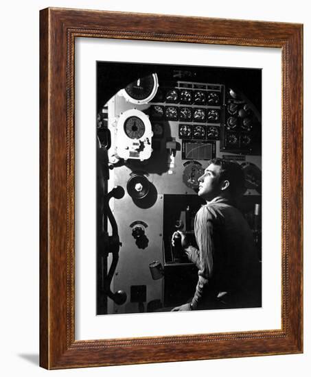 Sailor at Work in the Electric Engine Control Room of USS Batfish-Stocktrek Images-Framed Photographic Print