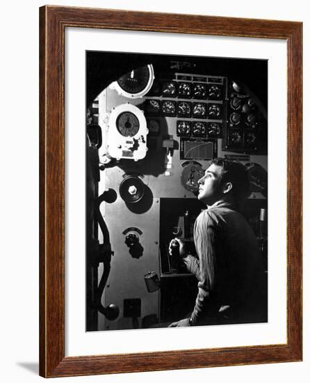 Sailor at Work in the Electric Engine Control Room of USS Batfish-Stocktrek Images-Framed Photographic Print