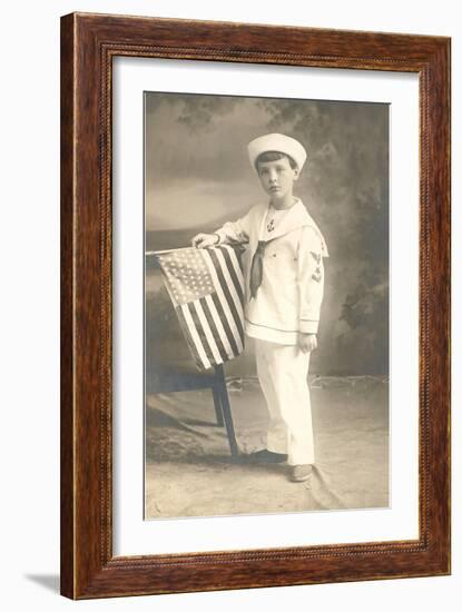 Sailor Boy with Flag-null-Framed Art Print