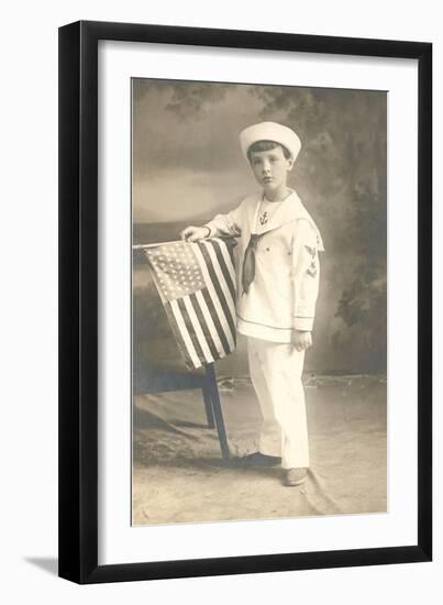 Sailor Boy with Flag-null-Framed Art Print