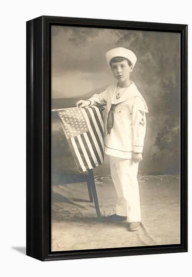 Sailor Boy with Flag-null-Framed Stretched Canvas