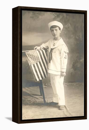 Sailor Boy with Flag-null-Framed Stretched Canvas